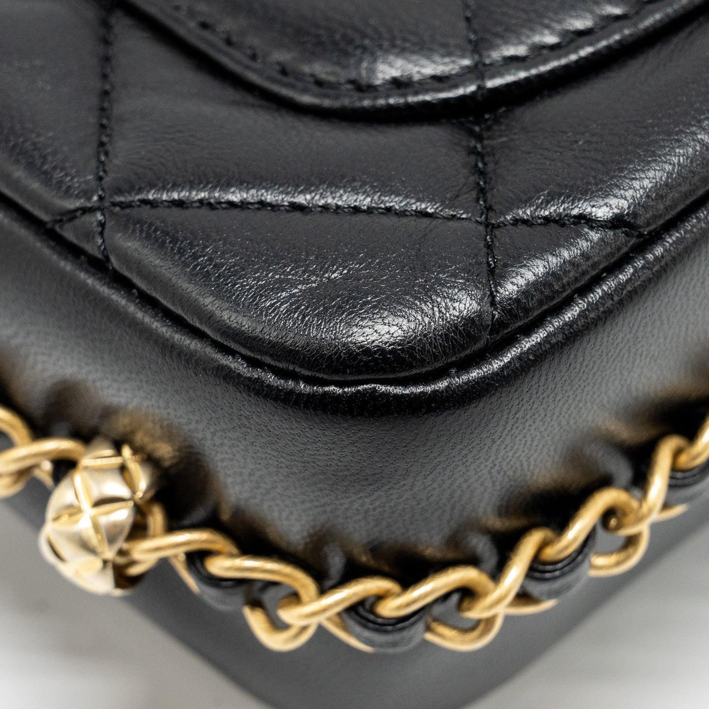 Chanel Mini Coco CC Logo Quilted Flap Bag Lambskin Black  (Microchip)