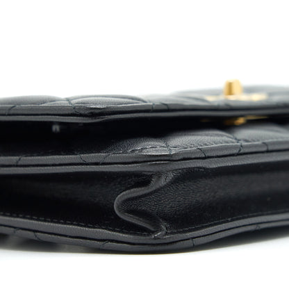 Chanel Pearl Crush Wallet On Chain Lambskin Black