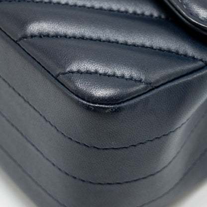 Chanel Mini Rectangular Flap Bag Chevron Lambskin Navy L