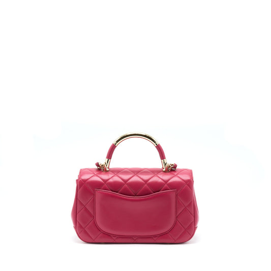 Chanel Top Handle Flap Bag Crossbody Lambskin Pink