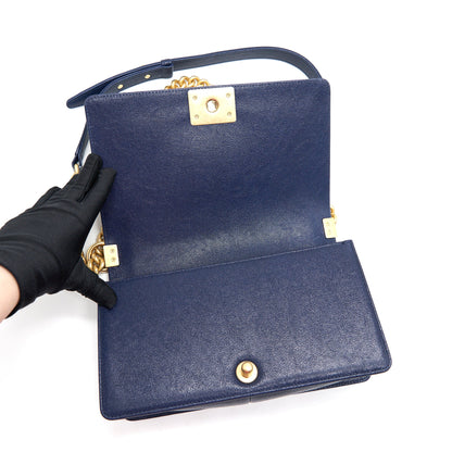 Chanel Boy Chanel Old Medium Caviar Navy with