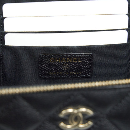 Chanel 22P Long Vanity With CC Logo Chain Caviar Black L