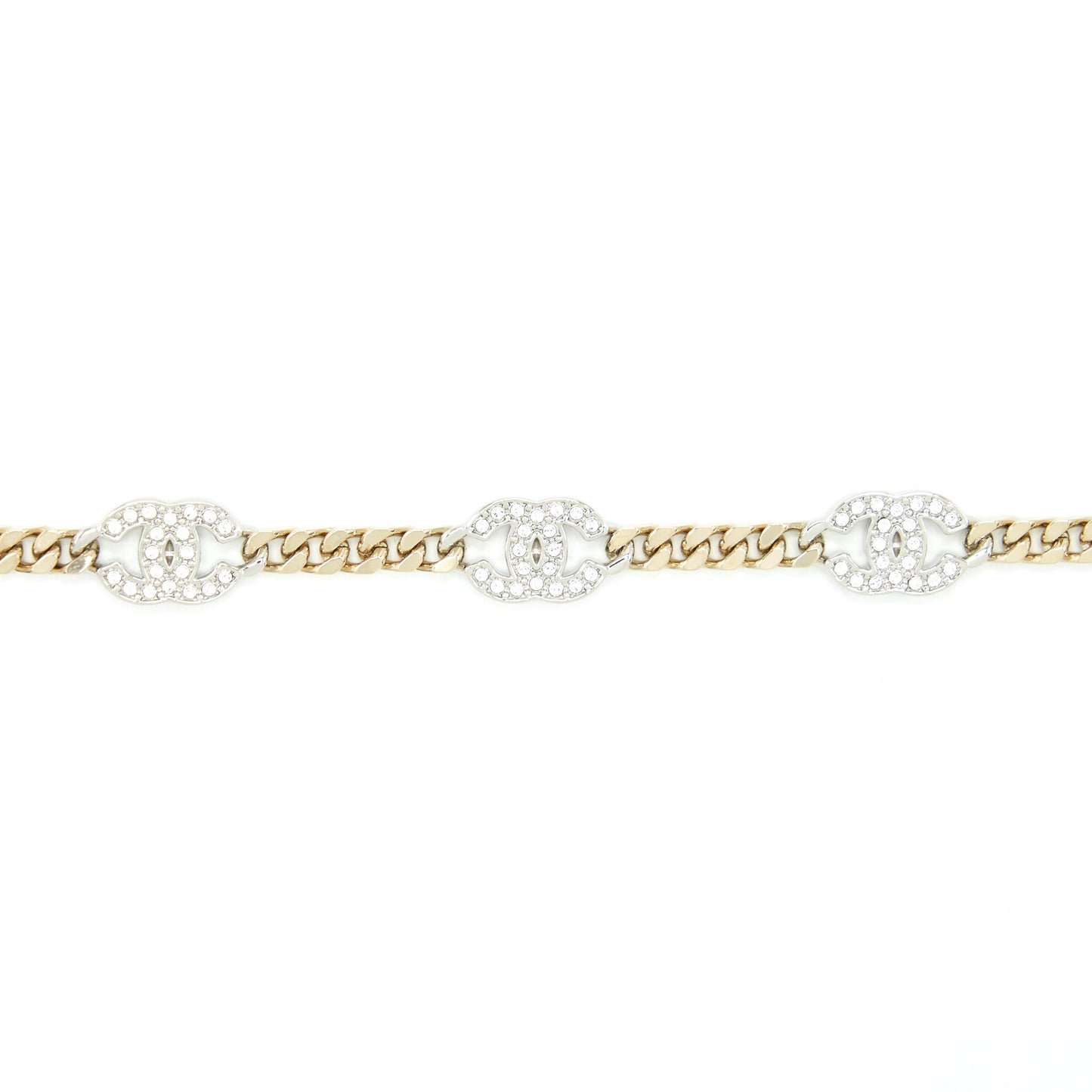 Chanel 22P Triple CC Logo Bracelet Light Gold Tone