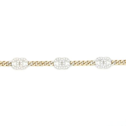 Chanel 22P Triple CC Logo Bracelet Light Gold Tone