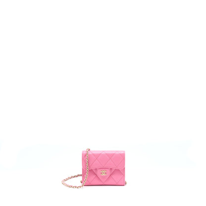 Chanel Mini Flap Card Holder Caviar Pink L