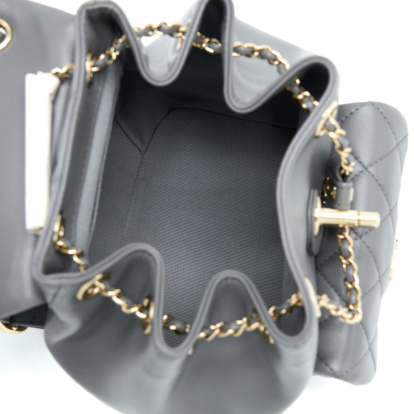 Chanel 22A Mimi Duma Backpack Lambskin Dark Grey L (Microchip)