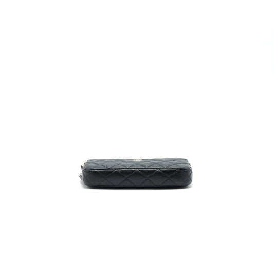 Chanel Double Zip Wallet on Chain Caviar Black L