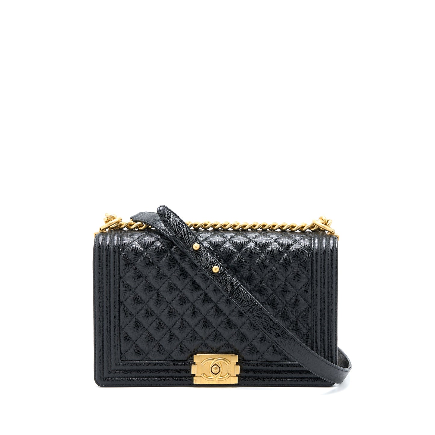 Chanel Boy Bag 28cm Caviar Black Brushed