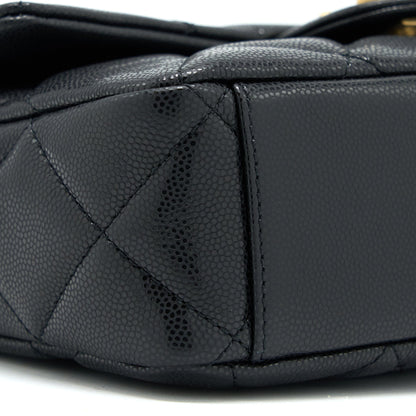 Chanel 22A Small Flap Bag Grained Shiny Calfskin Black Brushed (Microchip)