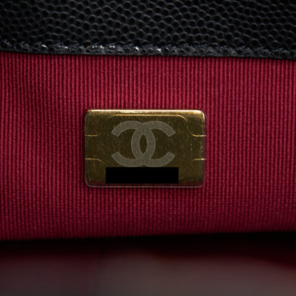 Chanel 22A Small Flap Bag Grained Shiny Calfskin Black Brushed (Microchip)