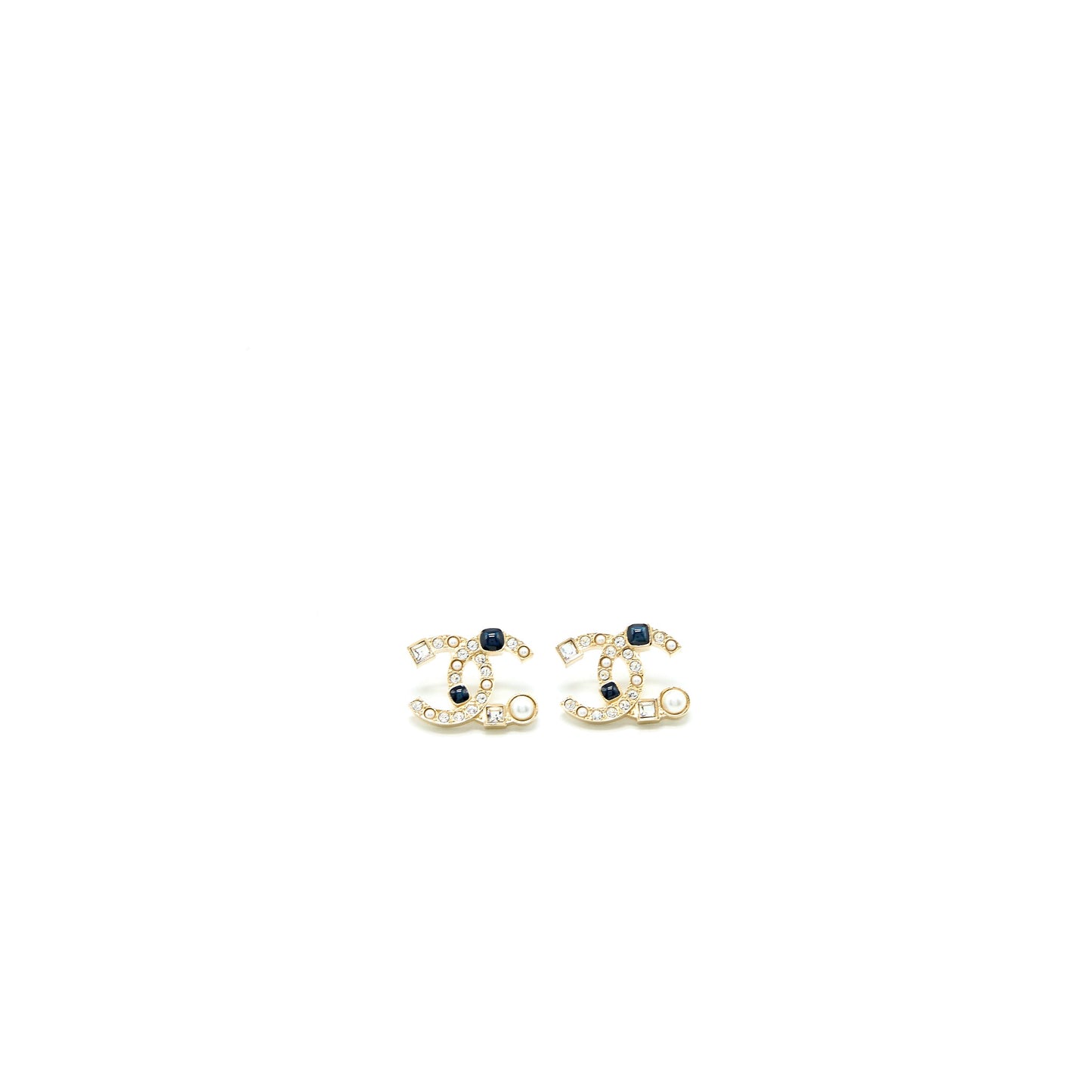 Chanel CC Logo Crystal Earrings L