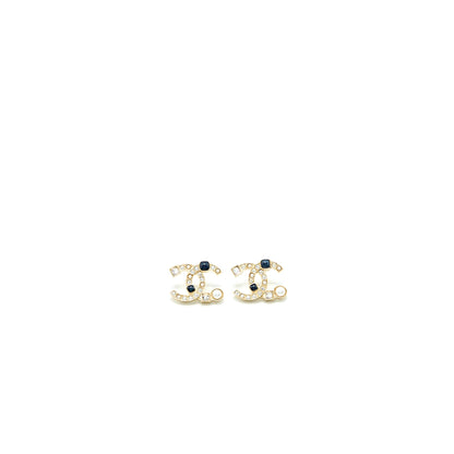 Chanel CC Logo Crystal Earrings L