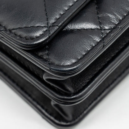 CHANEL Mini 2.55 Reissue Wallet On Chain Aged Calfskin Black  (Microchip)