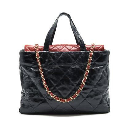 Chanel Calfskin Tote bag with Chain black and Red
