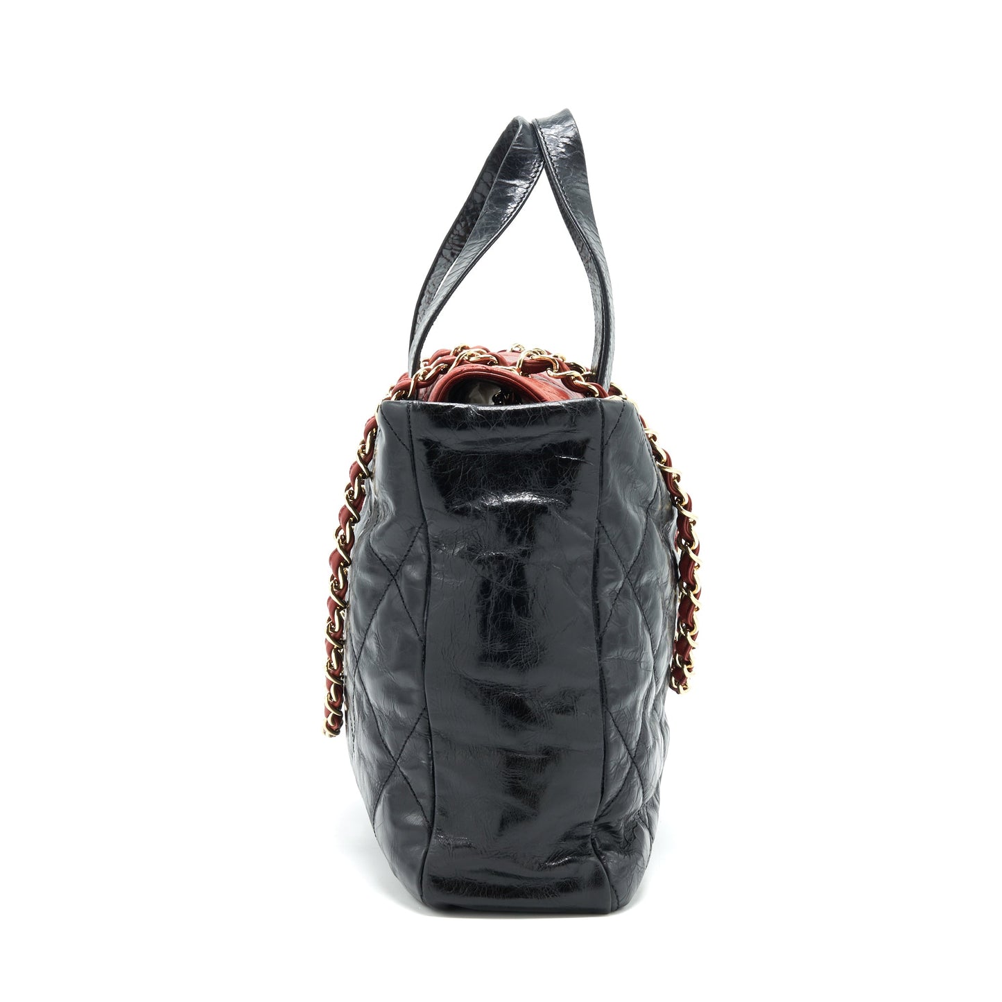 Chanel Calfskin Tote bag with Chain black and Red