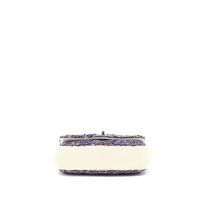 Chanel Seasonal Mini Rectangular Flap Bag Tweed Blue/ Red/ White Ruthenium Hardware