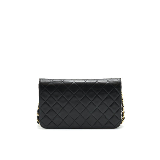 Chanel Vintage Lambskin Flap Bag with Chain Black 24K