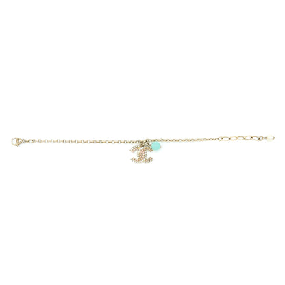 Chanel 19S Crystal CC Logo Bracelet Pearl/Stud Light Gold Tone