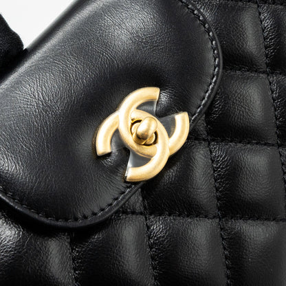 Chanel 23k Mini Shopping Bag Calfskin Black Brushed (Microchip)