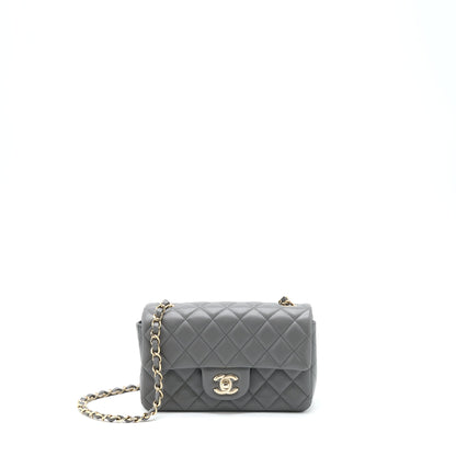 Chanel 22A Mini Rectangular Flap Bag Lambskin Grey L