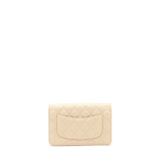 Chanel Wallet On Chain With Detailed Chain Caviar Beige L (Microchip)