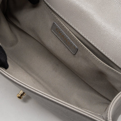 Chanel Medium Boy Bag Caviar Light Grey L