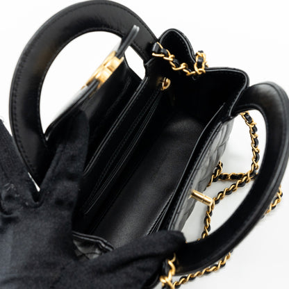 Chanel 23k Mini Shopping Bag Calfskin Black Brushed (Microchip)
