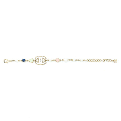 Chanel 19P CC Logo Bracelet Pearl/ Stud Light Gold Tone