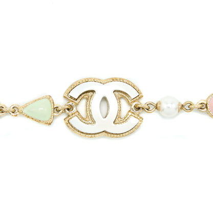 Chanel 19P CC Logo Bracelet Pearl/ Stud Light Gold Tone