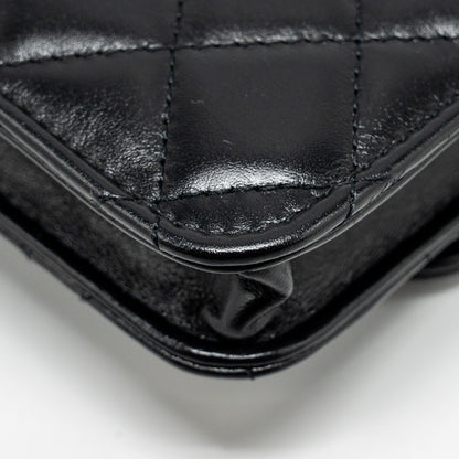 Chanel 21A Gold Crush Mini Flap Clutch with Adjustable Chain Calfskin Black