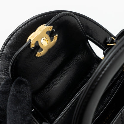 Chanel 23k Mini Shopping Bag Calfskin Black Brushed (Microchip)