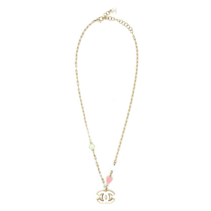 Chanel 19P CC logo Necklace Stud Multicolour Light Gold Tone