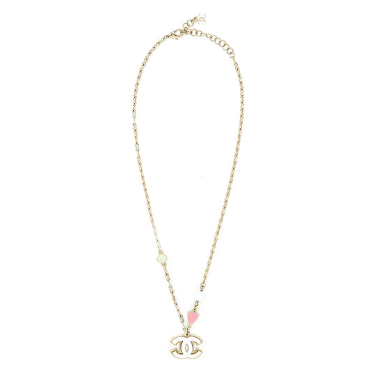 Chanel 19P CC logo Necklace Stud Multicolour Light Gold Tone