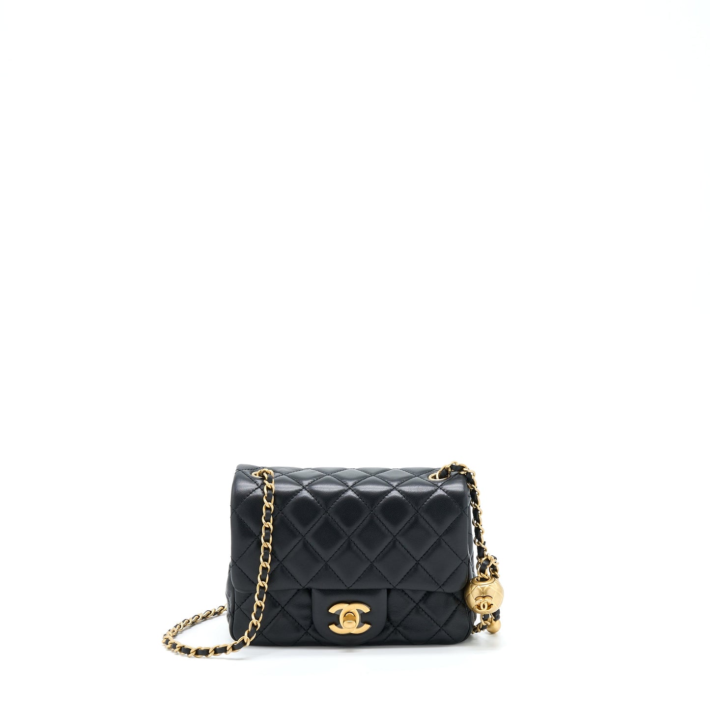 Chanel Pearl Crush Mini Square Lambskin Black Brushed  (Microchip)
