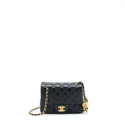 Chanel Pearl Crush Mini Square Lambskin Black Brushed  (Microchip)