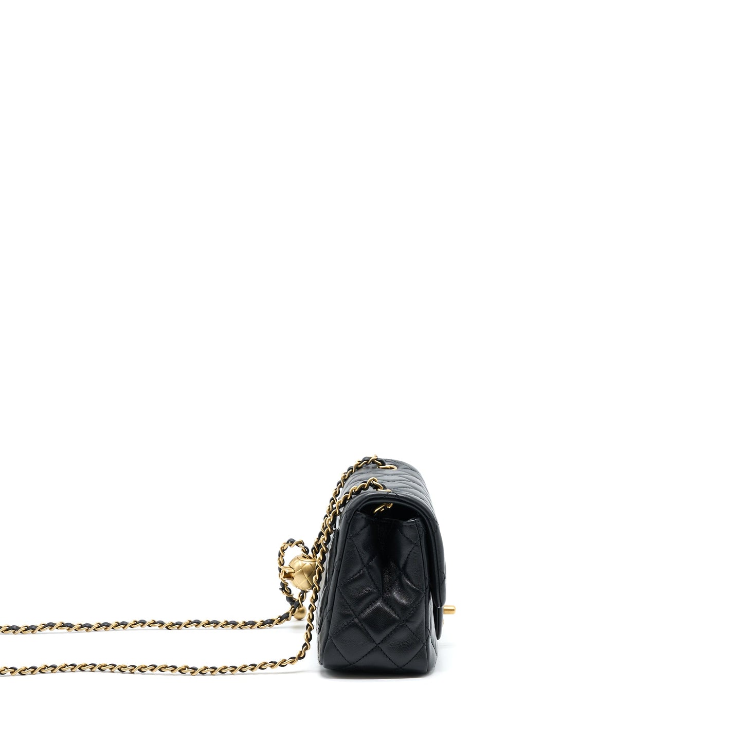 Chanel Pearl Crush Mini Square Lambskin Black Brushed  (Microchip)