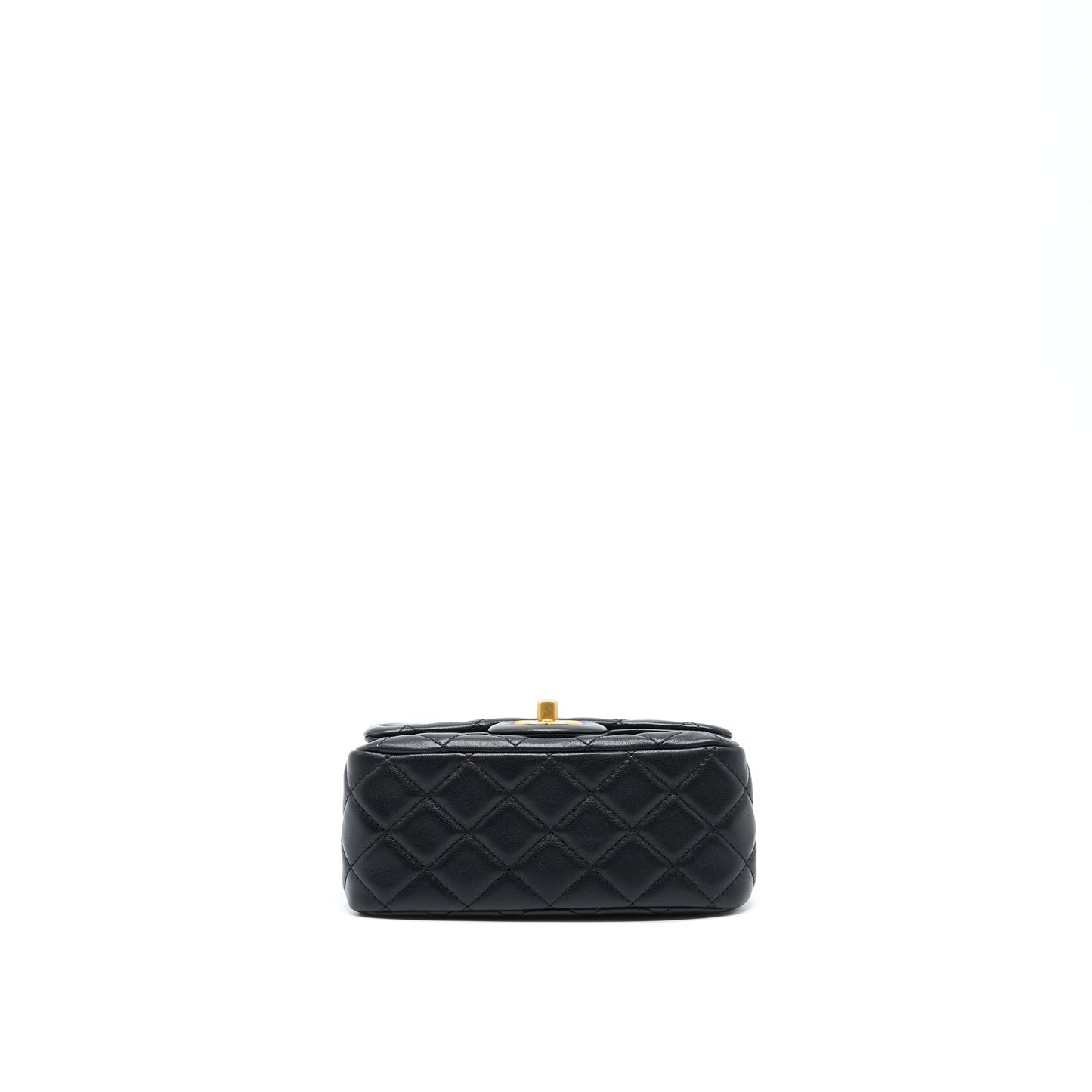 Chanel Pearl Crush Mini Square Lambskin Black Brushed  (Microchip)