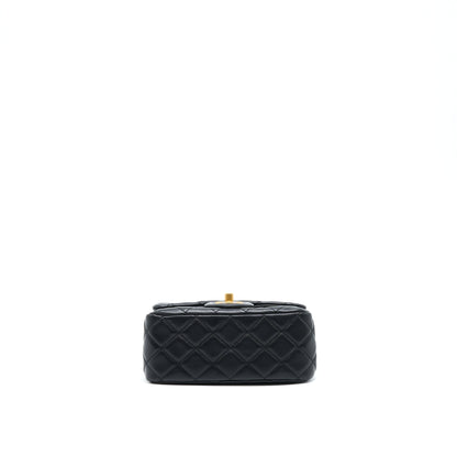 Chanel Pearl Crush Mini Square Lambskin Black Brushed  (Microchip)