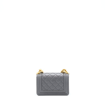 Chanel Mini Boy Bag Caviar Grey Brushed  (Microchip)