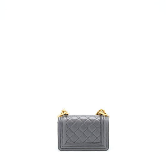 Chanel Mini Boy Bag Caviar Grey Brushed  (Microchip)