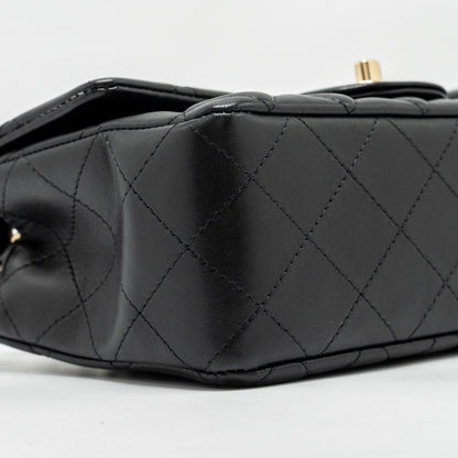 Chanel Mini Rectangular Flap Bag Lambskin Black L (Microchip)