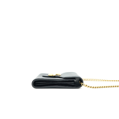 Gucci Grained Calfskin GG Logo Wallet on Chain with