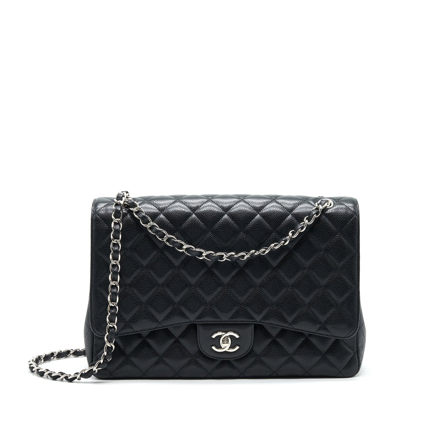 CHANEL CAVIER CLASSIC MAXI SINGLE FLAP BAG BLACK