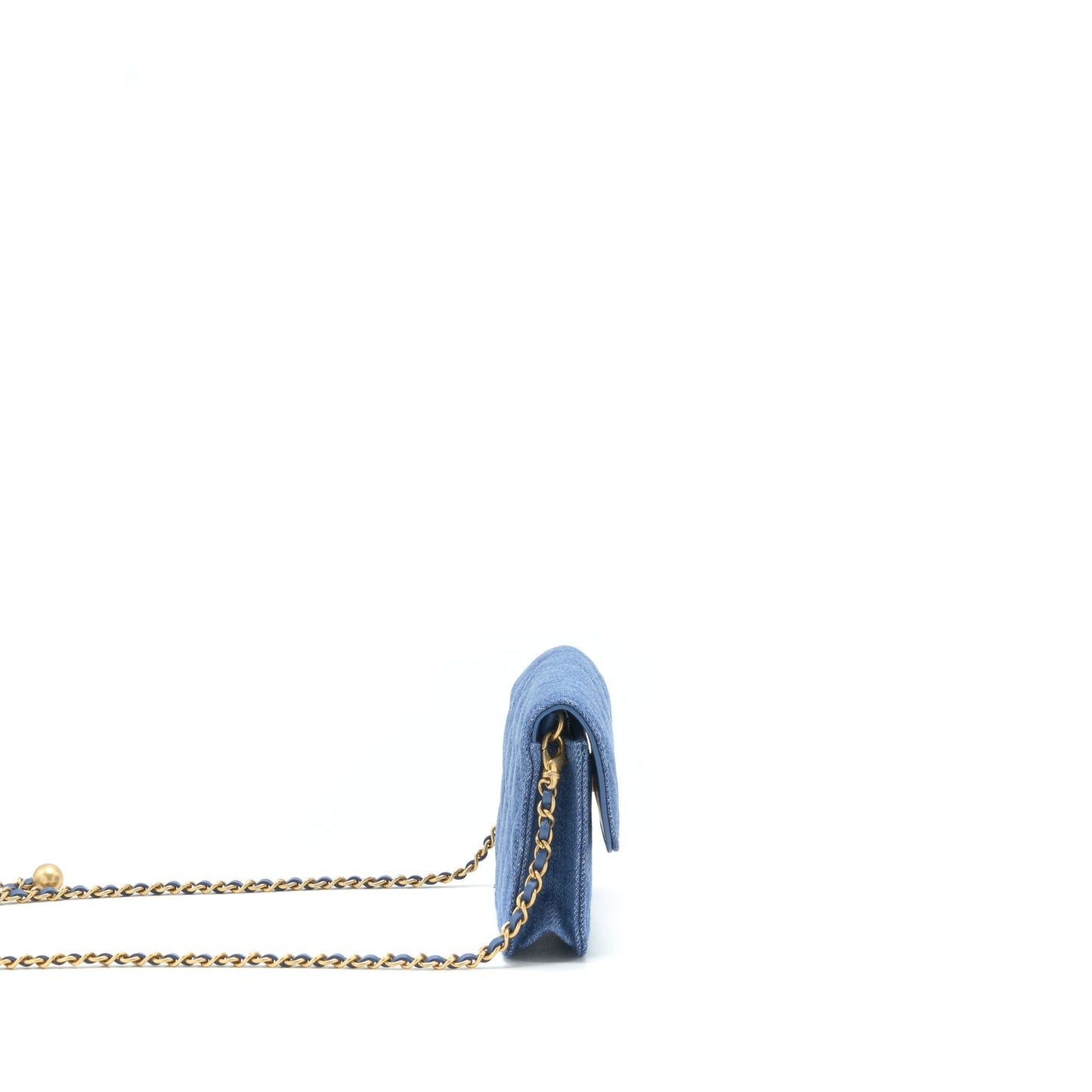 Chanel pearl crush mini flap belt bag denim