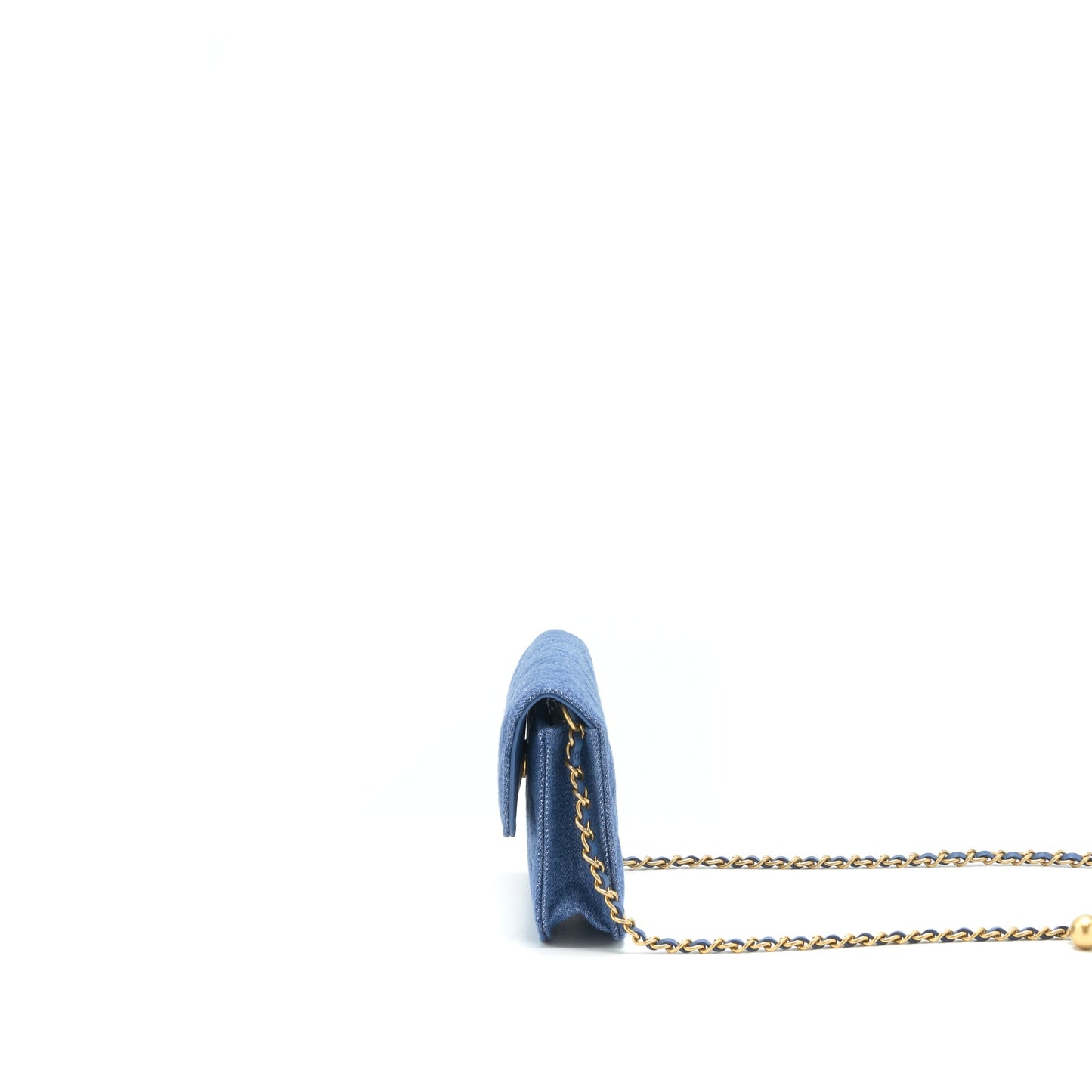 Chanel pearl crush mini flap belt bag denim