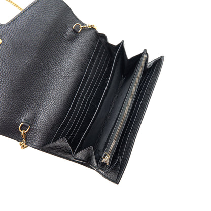 Gucci Grained Calfskin GG Logo Wallet on Chain with