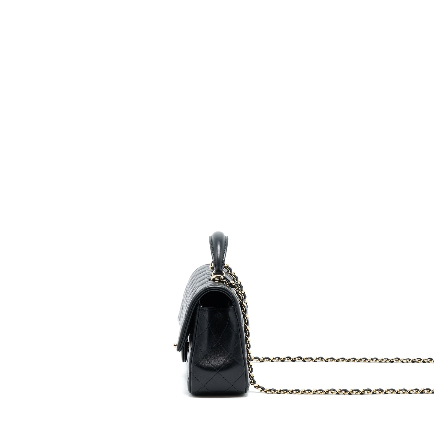 Chanel 22A Top Handle Mini Rectangular Flap Bag Lambskin Black  (Microchip)