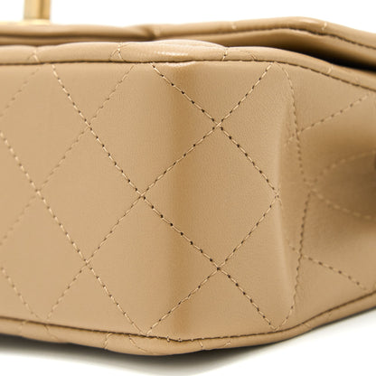 Chanel 22B Detail Top Handle Mini Rectangular Lambskin NJ528 Dark Beige Brushed