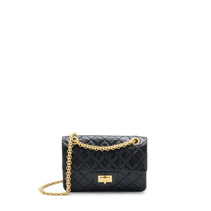 Chanel Mini 2.55 Reissue Flap Bag Aged Calfskin Black Brushed  (Microchip)