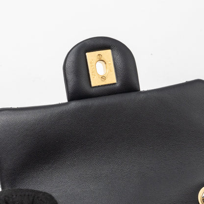 Chanel Pearl Crush Mini Square Flap Bag Lambskin Black (Microchip)